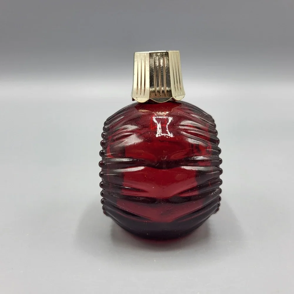 Vintage EMPTY Avon Charisma Cologne 1 fl oz Ribbed Ruby Red Glass Bottle Small